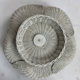 Mid-century French rattan wicker boho floor lamp, 1950s-1960s