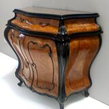 Armoire en hêtre noirci et racine de noyer avec plateau en verre, Brianza, Italie