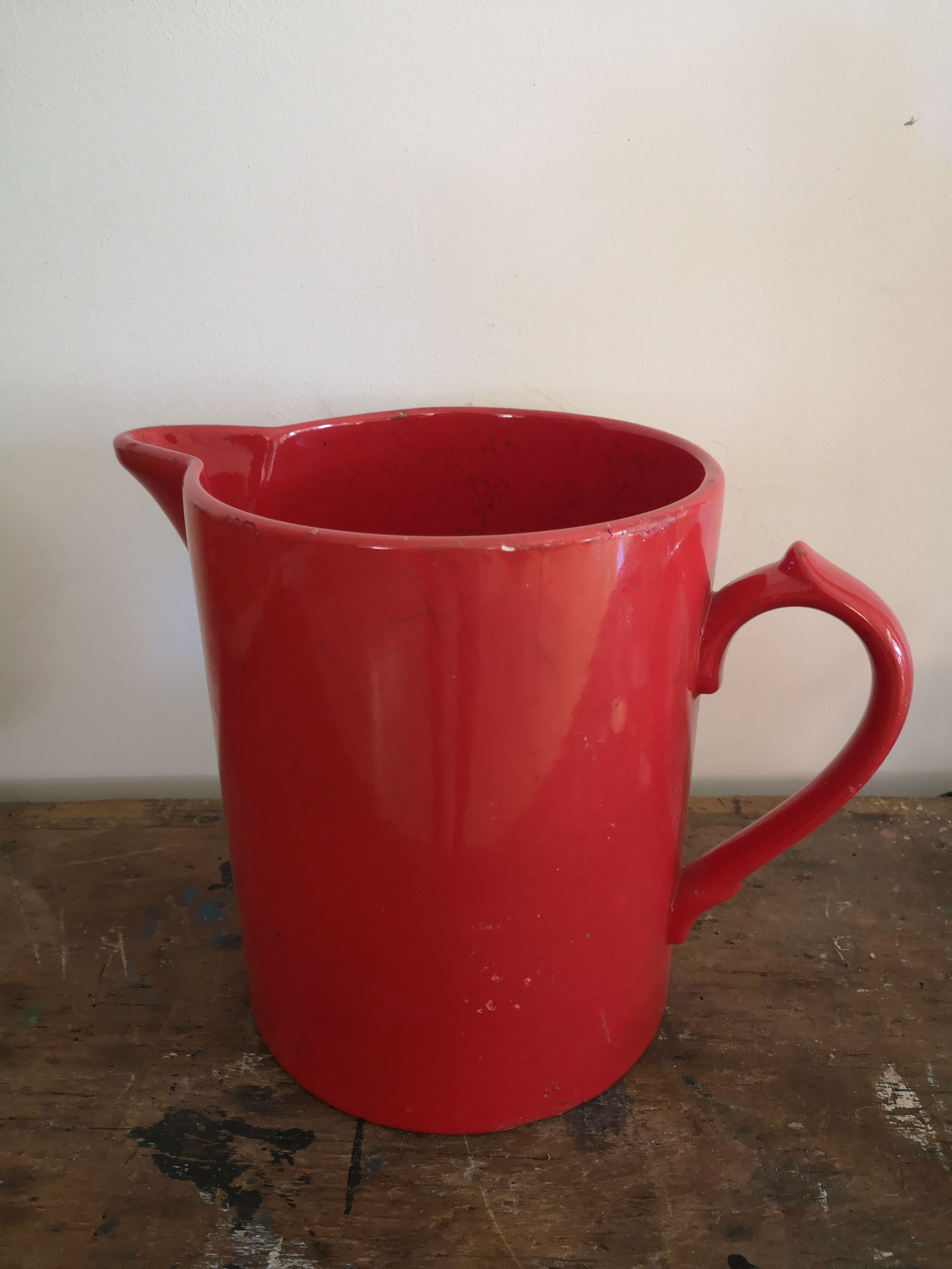 Red ceramic pitcher, Schramberg 1950