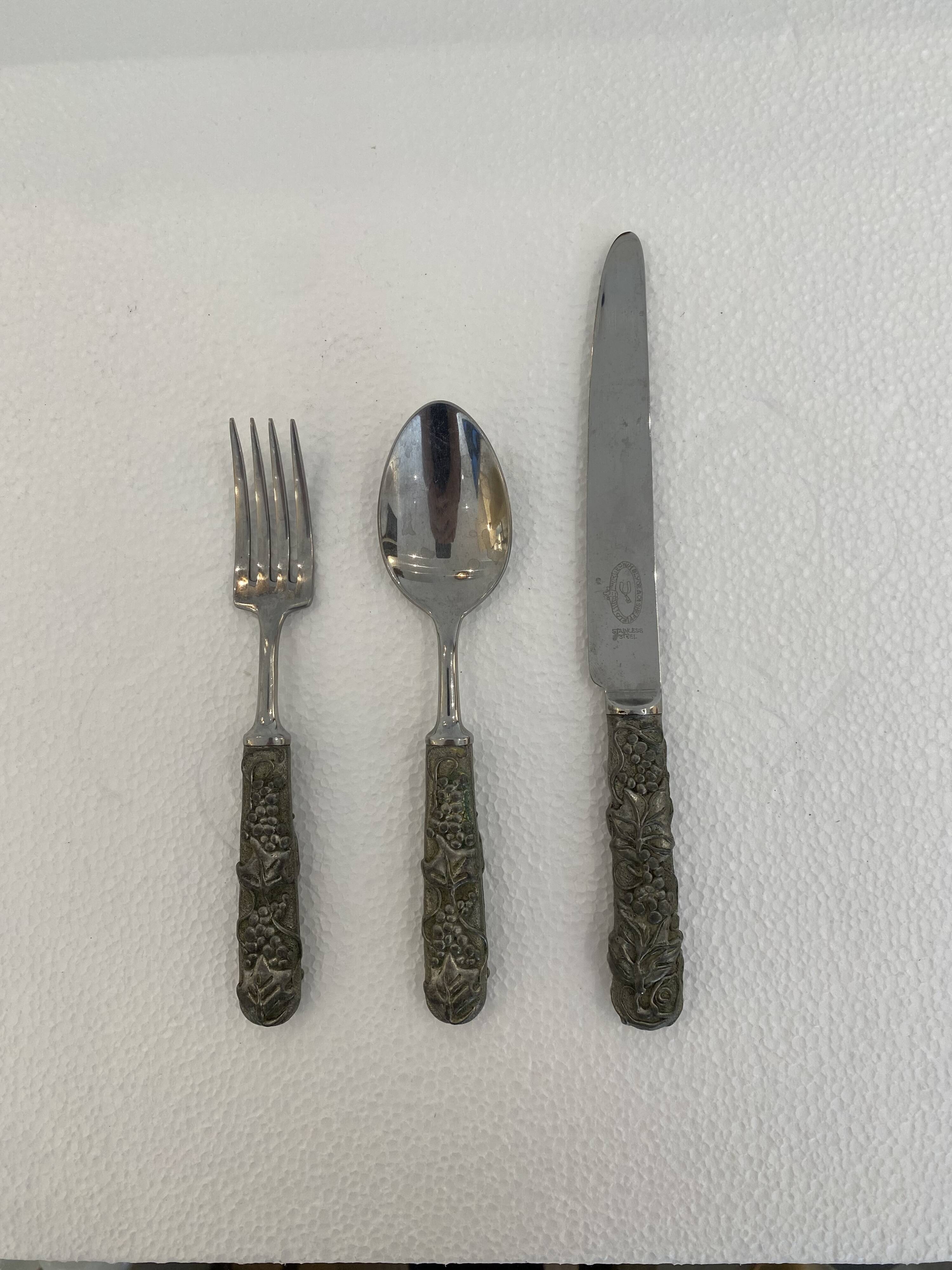 Stainless Steel Set of Knife Fork and Spoon Edwin Blyde & Co, 1950s