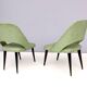 Paire de chaises d'appoint vintage en skaï vert avec pieds en bois noirci, Italie