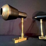 Pair of black and gold metal spotlights, Italy, Mid-Century