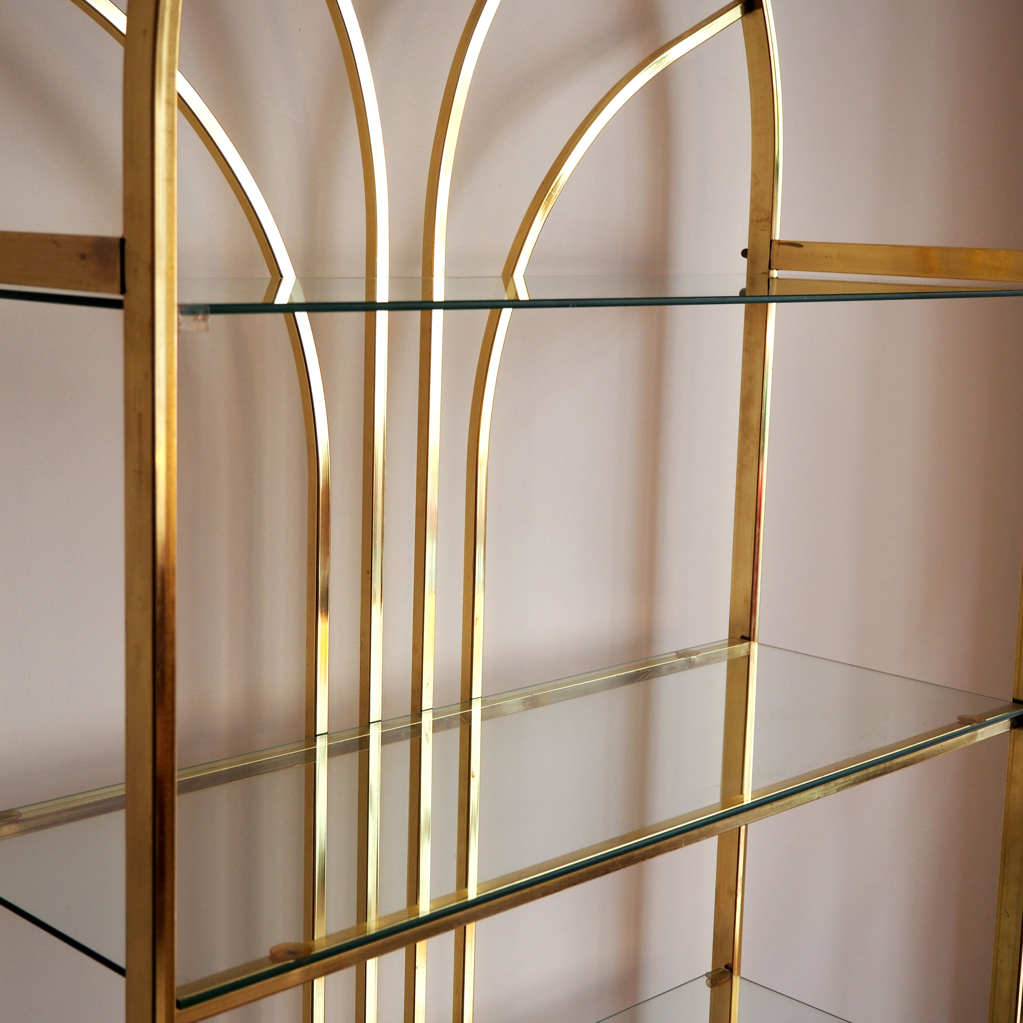 Gold glass and metal shelf