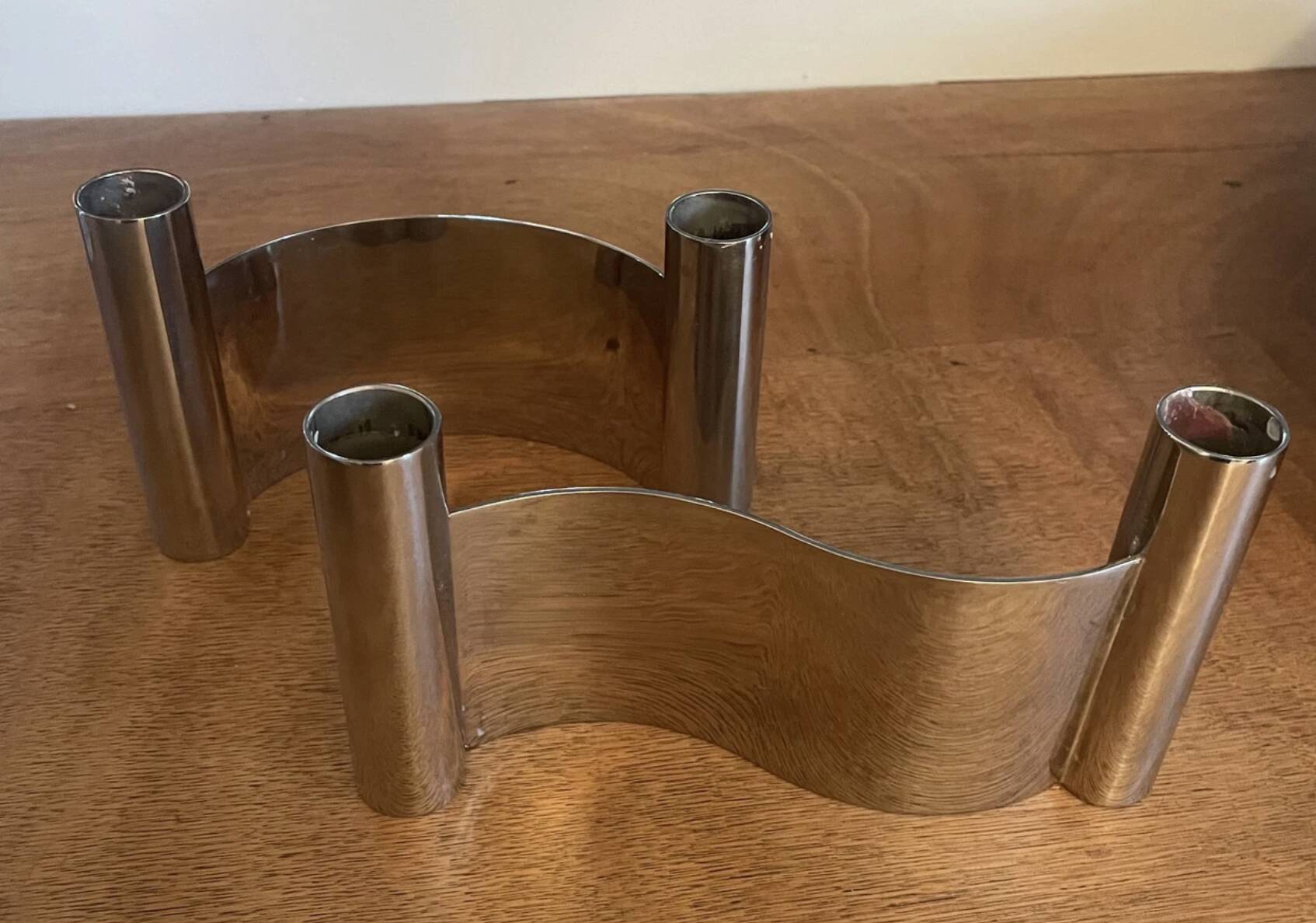 1970s metal candlesticks