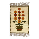 Tapis de table mural en kilim en laine Pologne années 1970