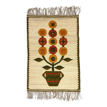 Woolen kelim wall hanging table runner Poland 1970’s