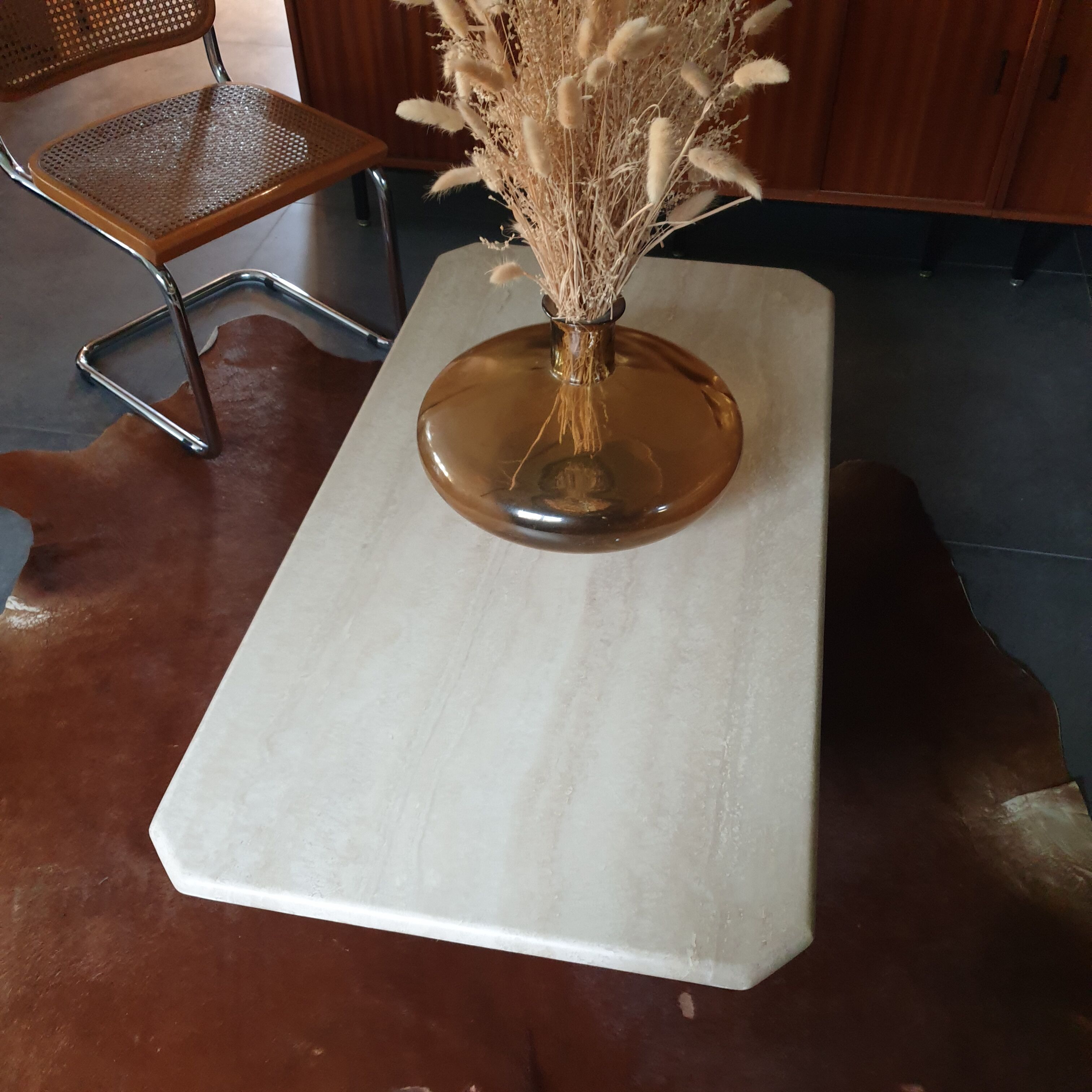 Vintage marble travertine table roset line