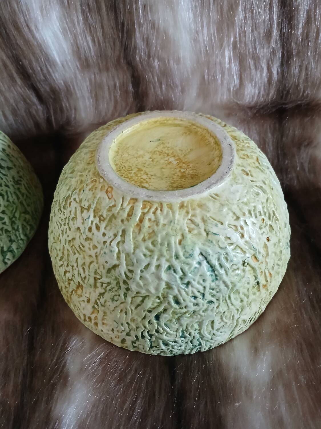 Old pottery ice bucket in majolica