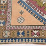 Mustard Pink Oriental Pattern Turkish Rug, 135x232Cm
