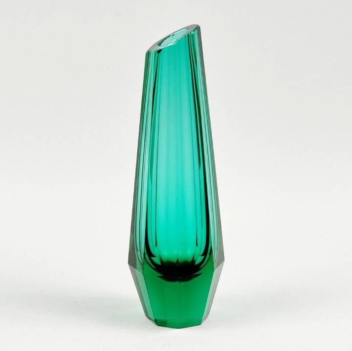 Art Deco Faceted Glass Vase by Josef Hoffmann for Moser, Czechoslovakia, 1930s