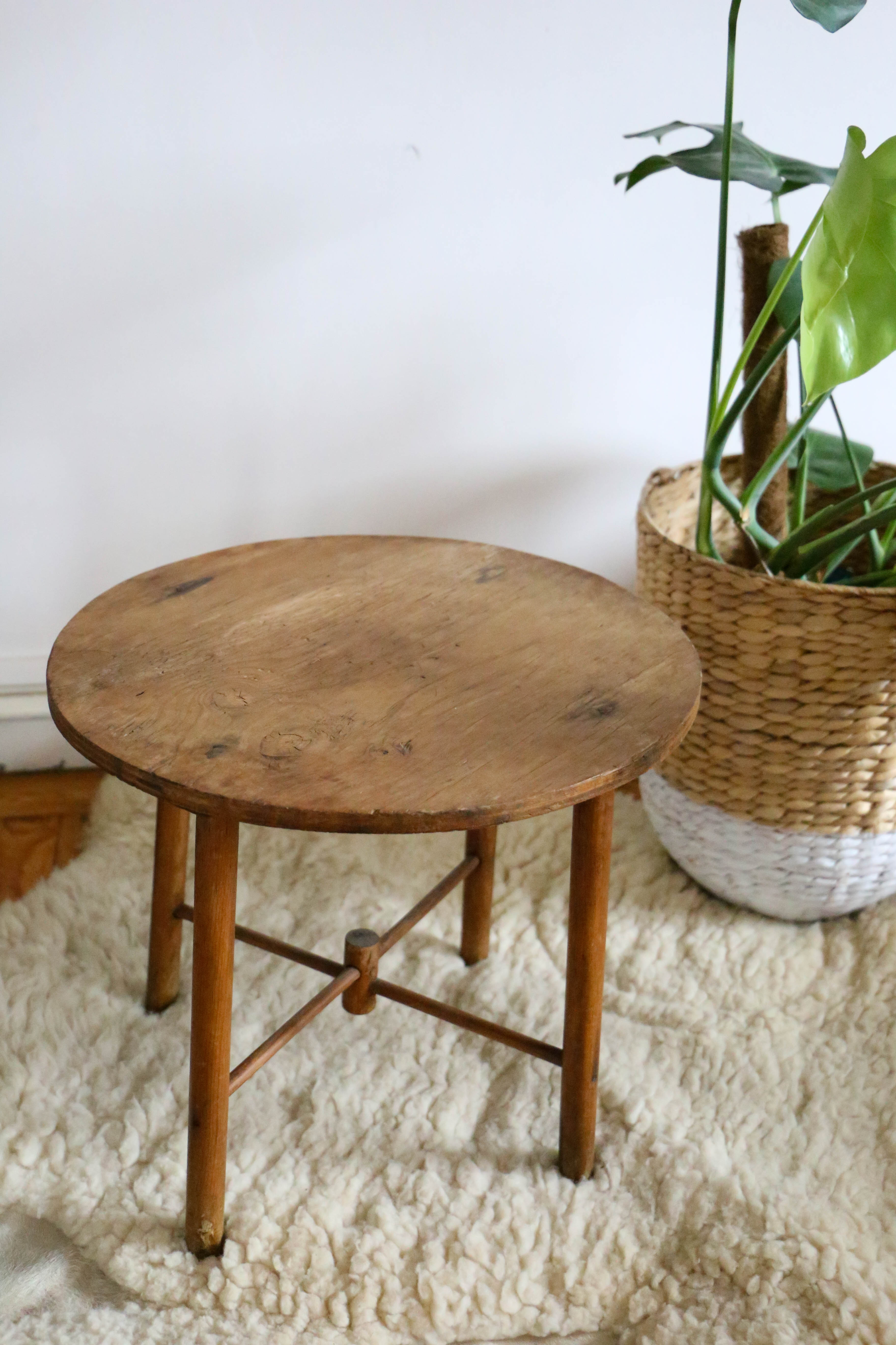 Rustic wooden side table, vintage