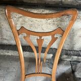Paire de Chaises Vintage Art Nouveau en Bois Clair et Assise Paille Tressée