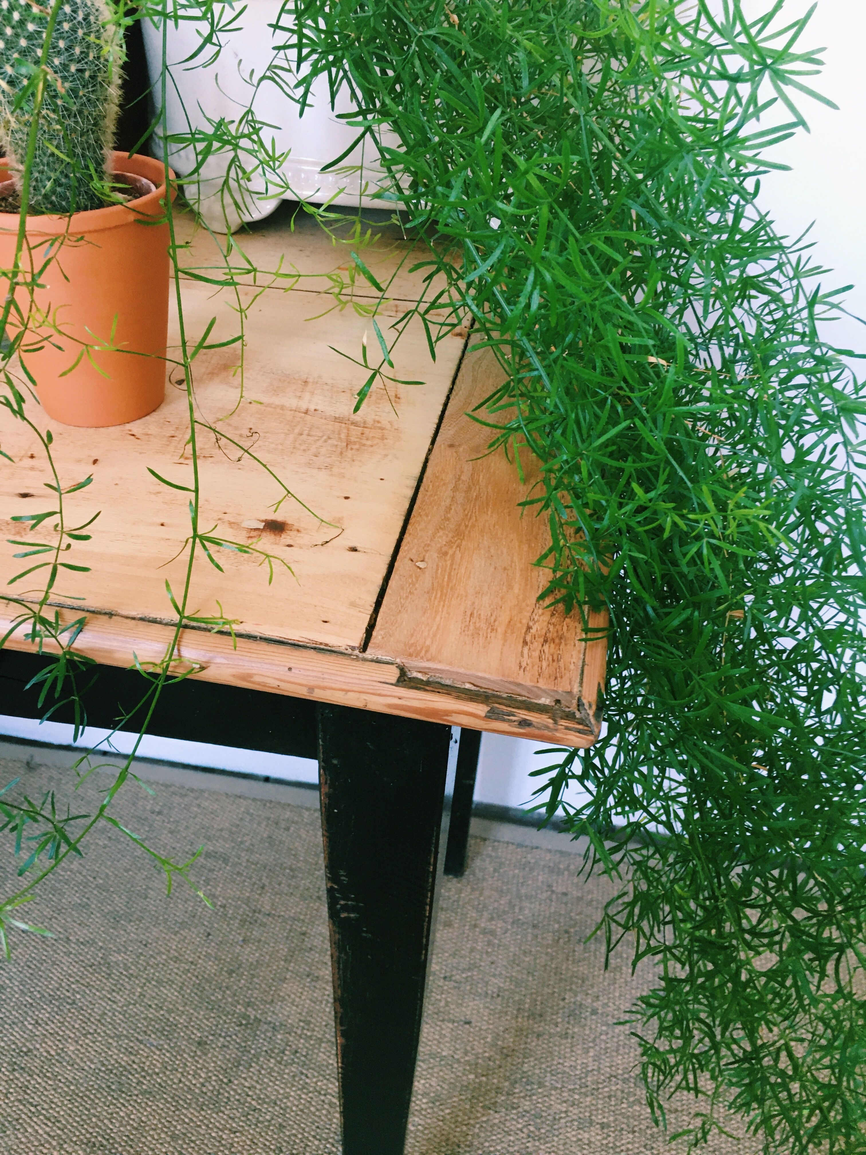 Farm table with tapered feet