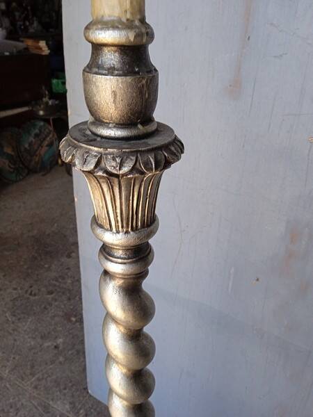 Silver carved wood floor lamp from the 1940s