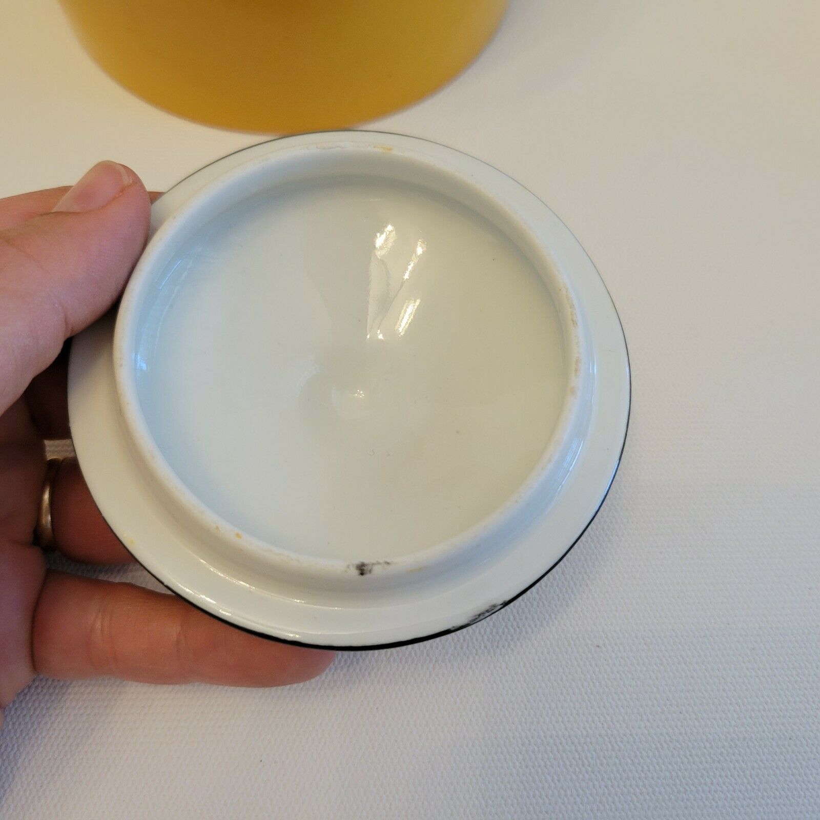 Sugar bowl and porcelain milk jar Limoges mustard yellow color