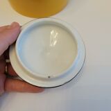 Sugar bowl and porcelain milk jar Limoges mustard yellow color