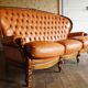3-seater leather sofa cognac "Ilsat Salotti" Italy circa 1980