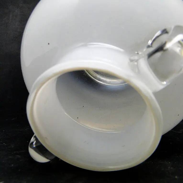 Modernism vase, white and transparent glass, HSG Tarnowiec, Poland, 1970s