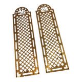 Two half old cleanliness plates Original patina Openwork brass