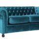 Chesterfield Blue Velvet Duck Sofa