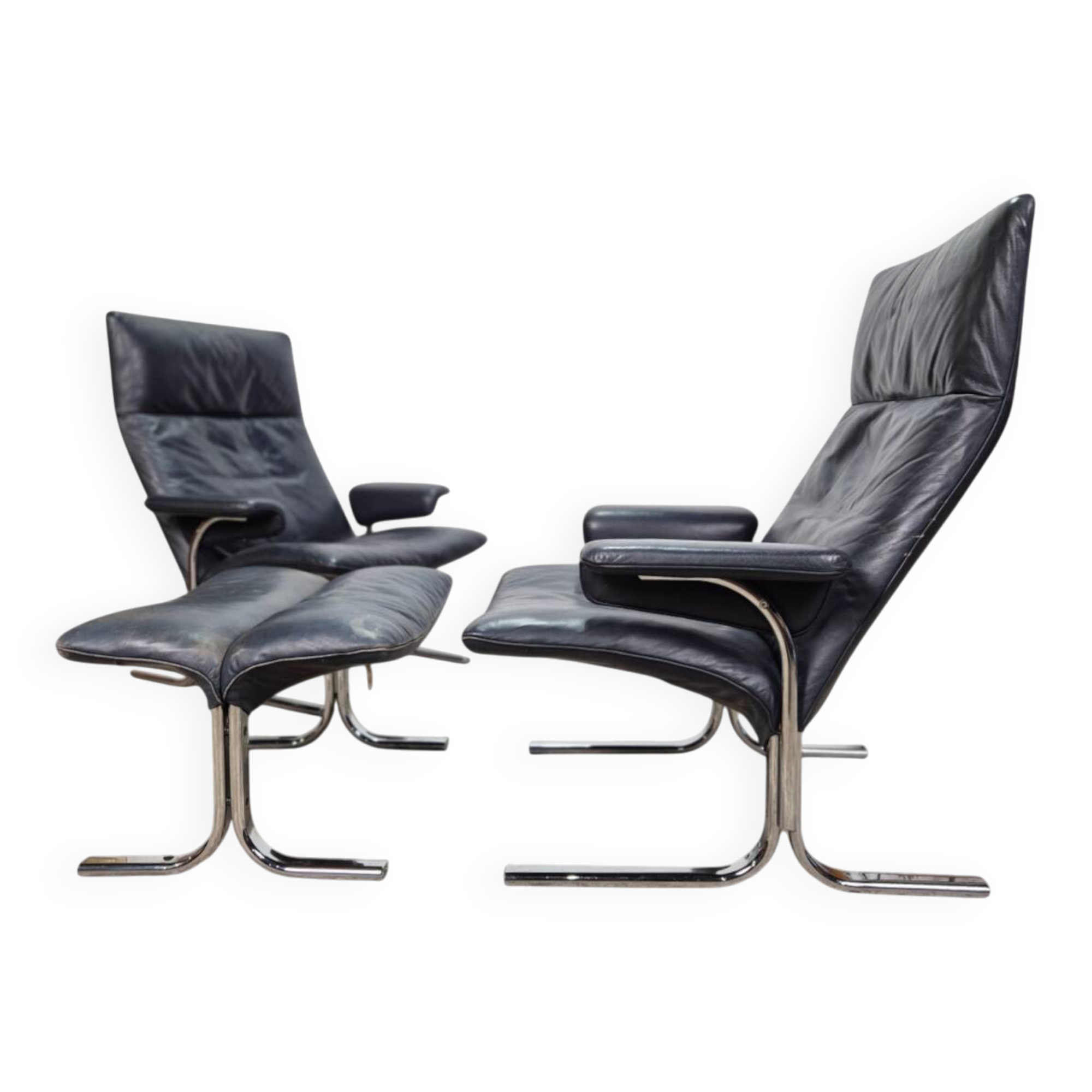 Set price! De Sede DS-2030 2x lounge chair + ottoman, vintage