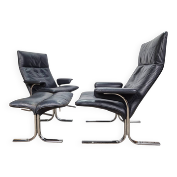 Set the price! De Sede DS-2030 lounge chairs 2x + ottoman, vintage.
