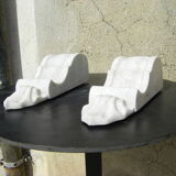 Pair of Carrara marble supports