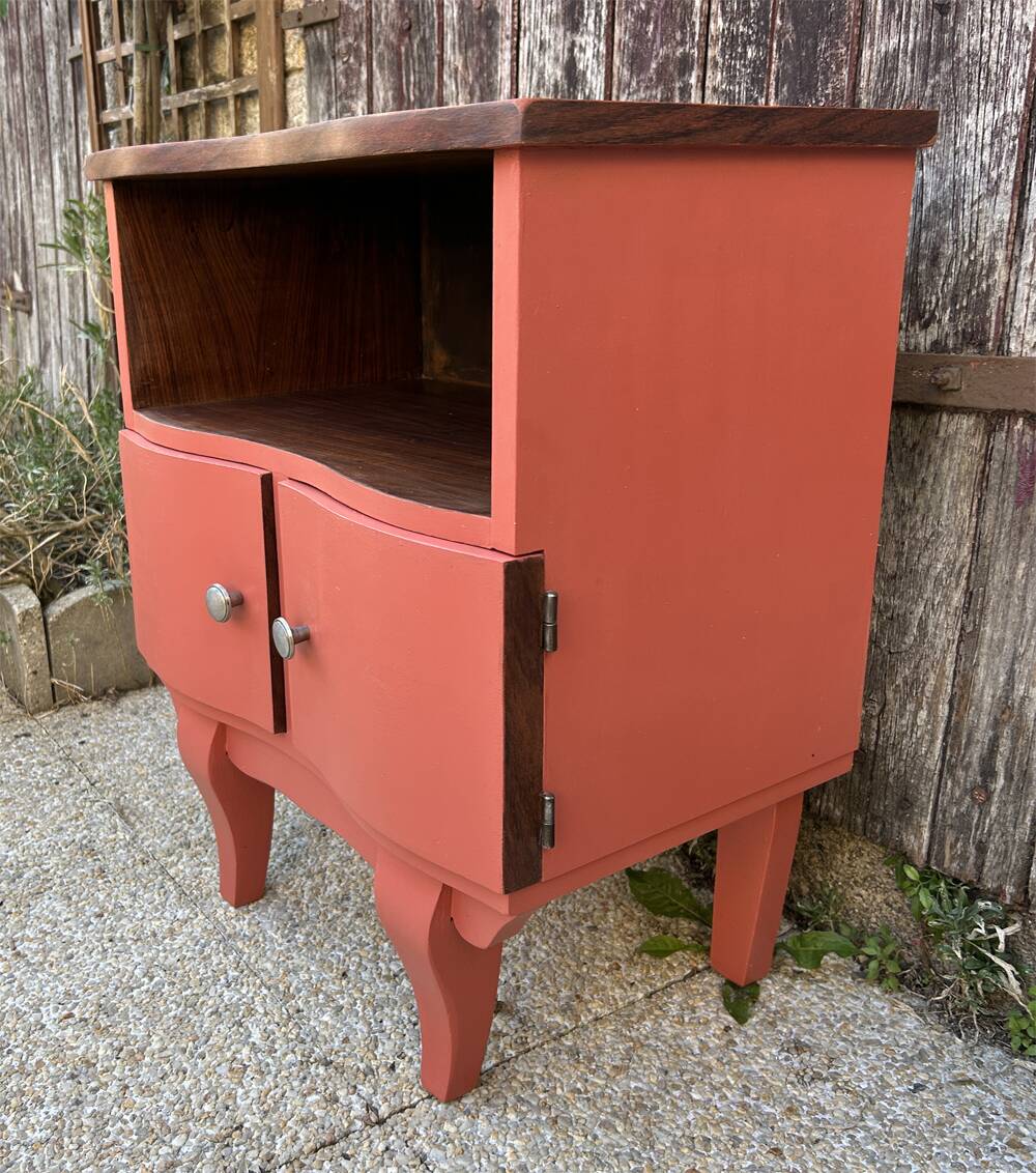 Art Deco bedside table, terracotta, 1930s/40s