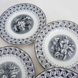 10 assiettes à dessert en faïence signées HB Choisy le roi XIXème