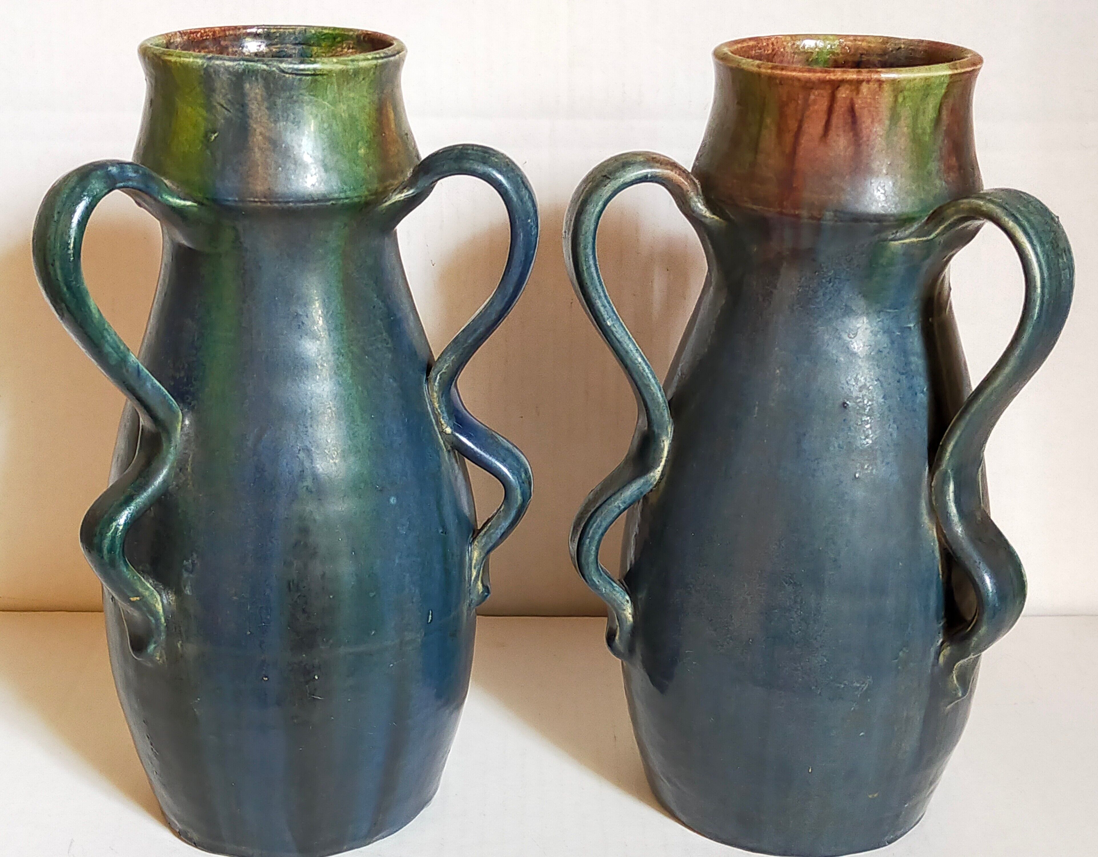 Duo of Flemish pottery of Charles and Auguste Maes early twentieth century