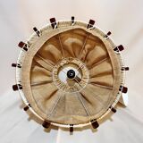 Suspension ceiling light scandinavian chandelier aka wood rope west germany rustic countryside