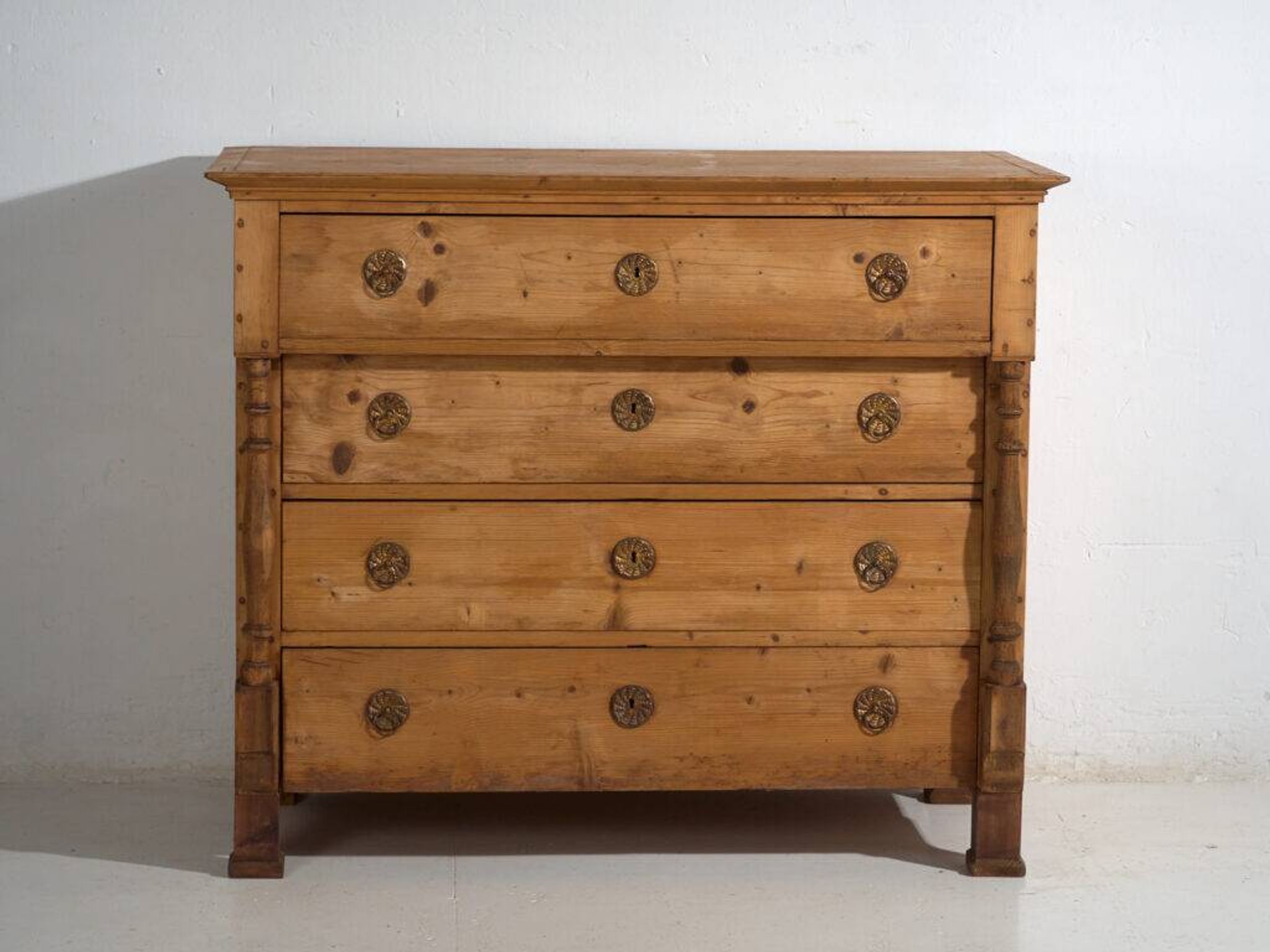 Antique solid pine chest of drawers – European rustic chest of drawers – circa 1900