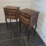Pair of Louis XV style oak bedside tables