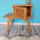 Vintage nightstand wood and rattan
