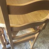 Round table & 4 straw oak and beech chairs