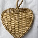 Old heart-shaped rattan basket.