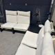 Modular brutalist living room set – 4 armchairs + table / Germany 1970