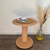 Terracotta Nude Spiral Turned Wood Side Table