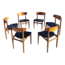 Ensemble de 6 chaises skaï teck Samcom B Johannes Andersen