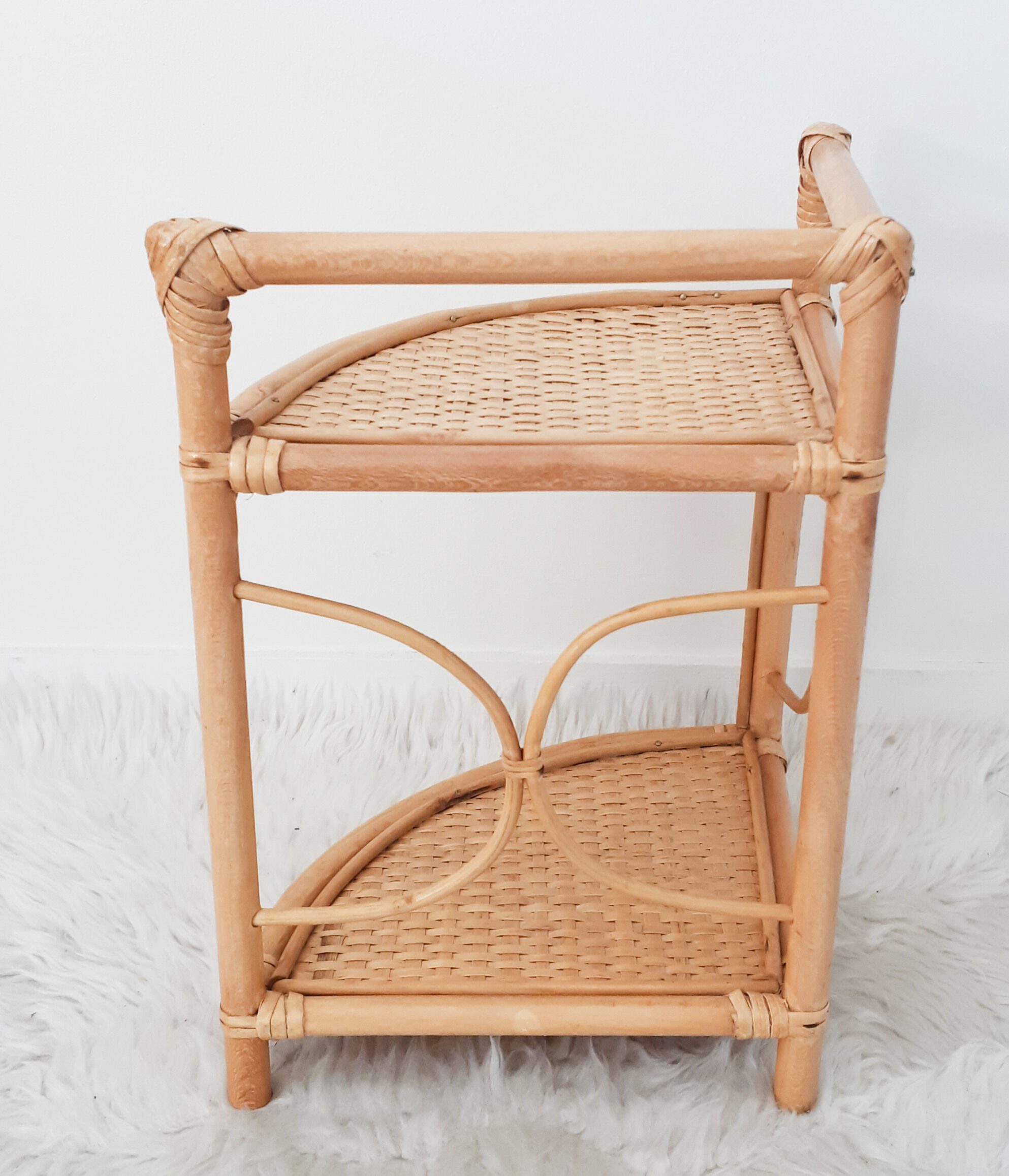 Rattan corner shelf