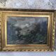 Old painting oil painting art landscape mountain forests alps marette