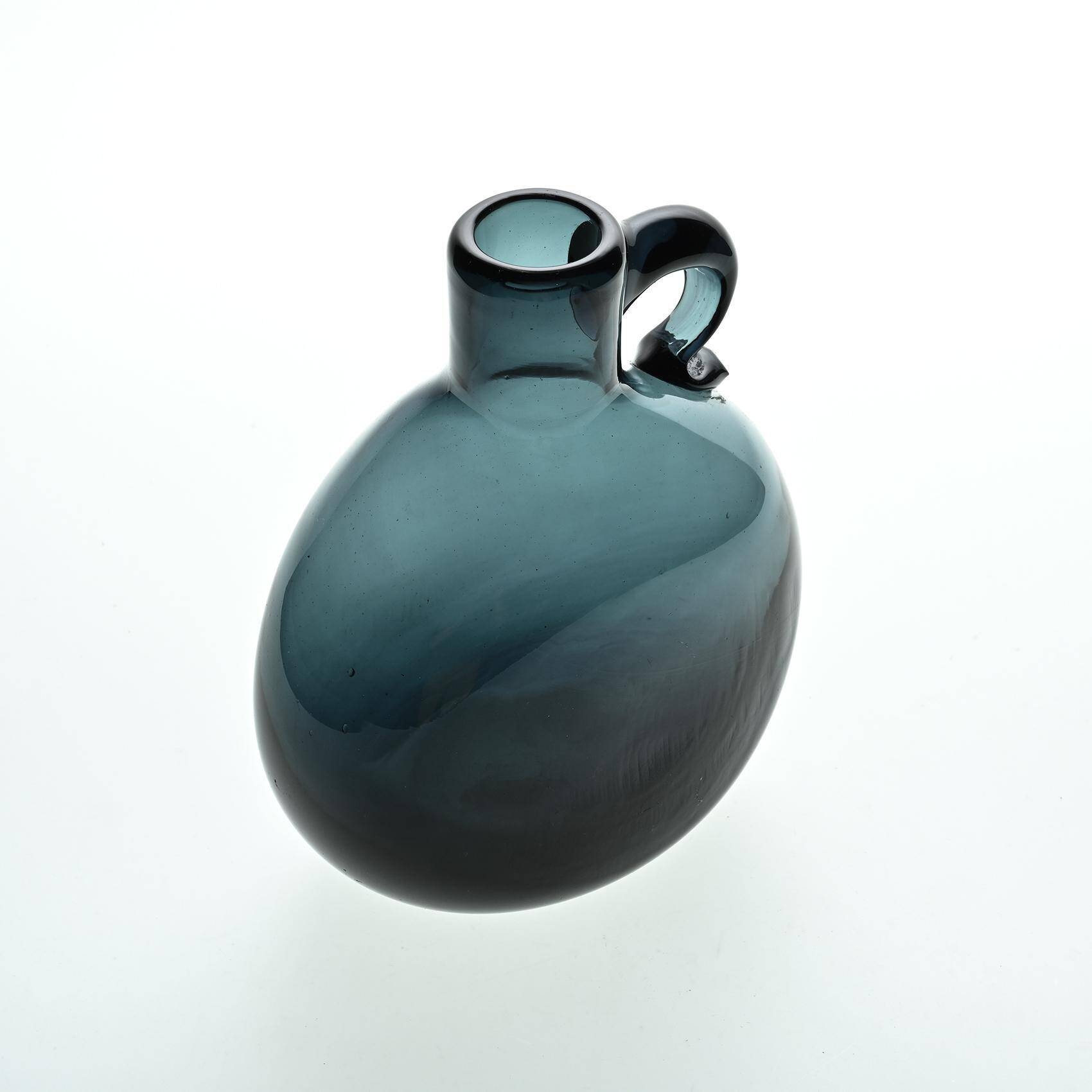 Deep blue blown glass jug by Claude Morin, Dieulefit circa 1970