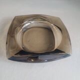 Vintage square smoked glass ashtray