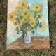 Oil painting - Bouquet of Sunflowers -Coated cardboard
