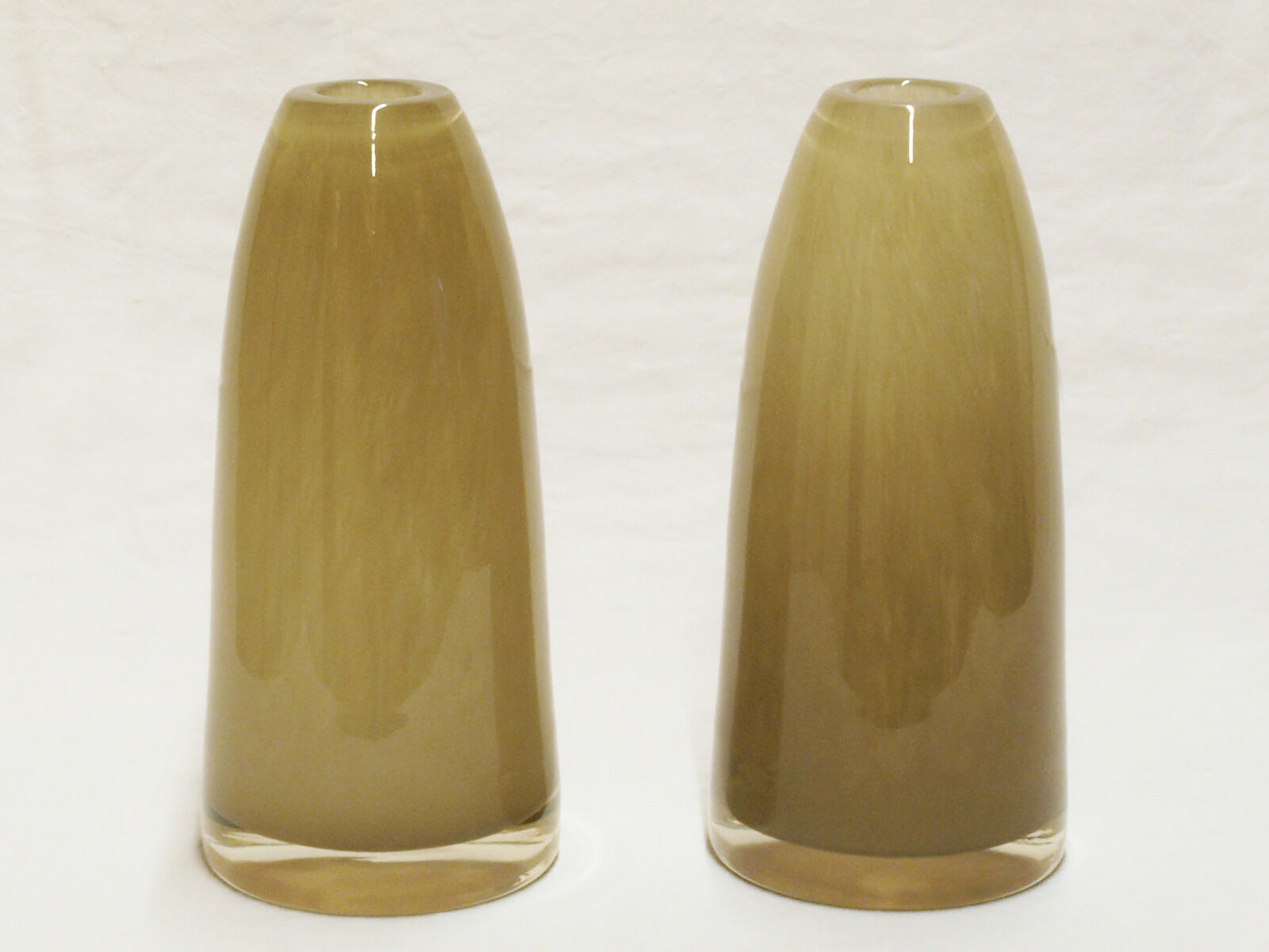 Pair of glass vases in the shape of shells