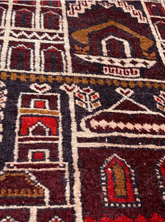 Afghan carpet Baluch vintage 140x86cm