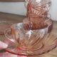 Set of 6 Rosaline Coffee Cups with Saucers in Translucent Glass