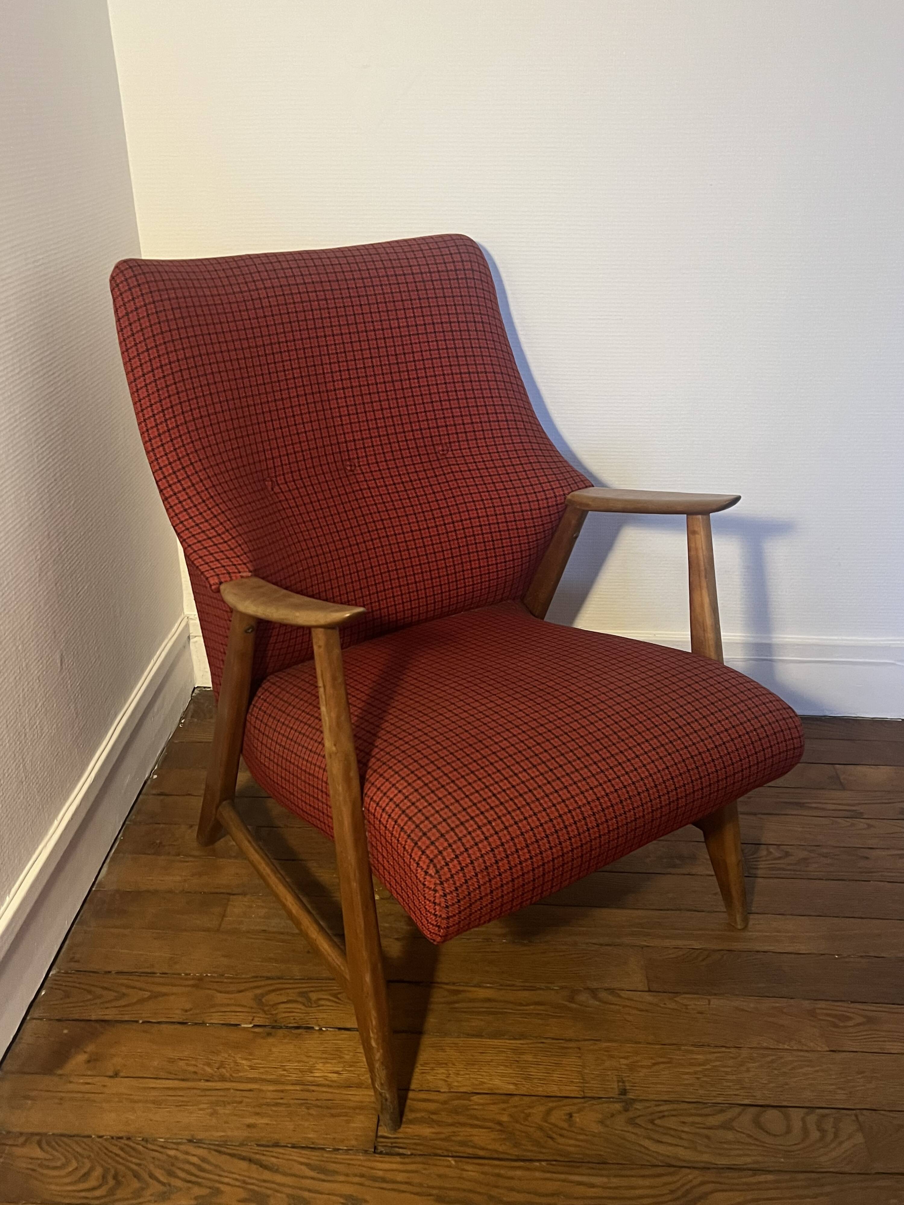Red Houndstooth Armchair