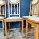 6 chaises en chêne et cuir blanc cassé