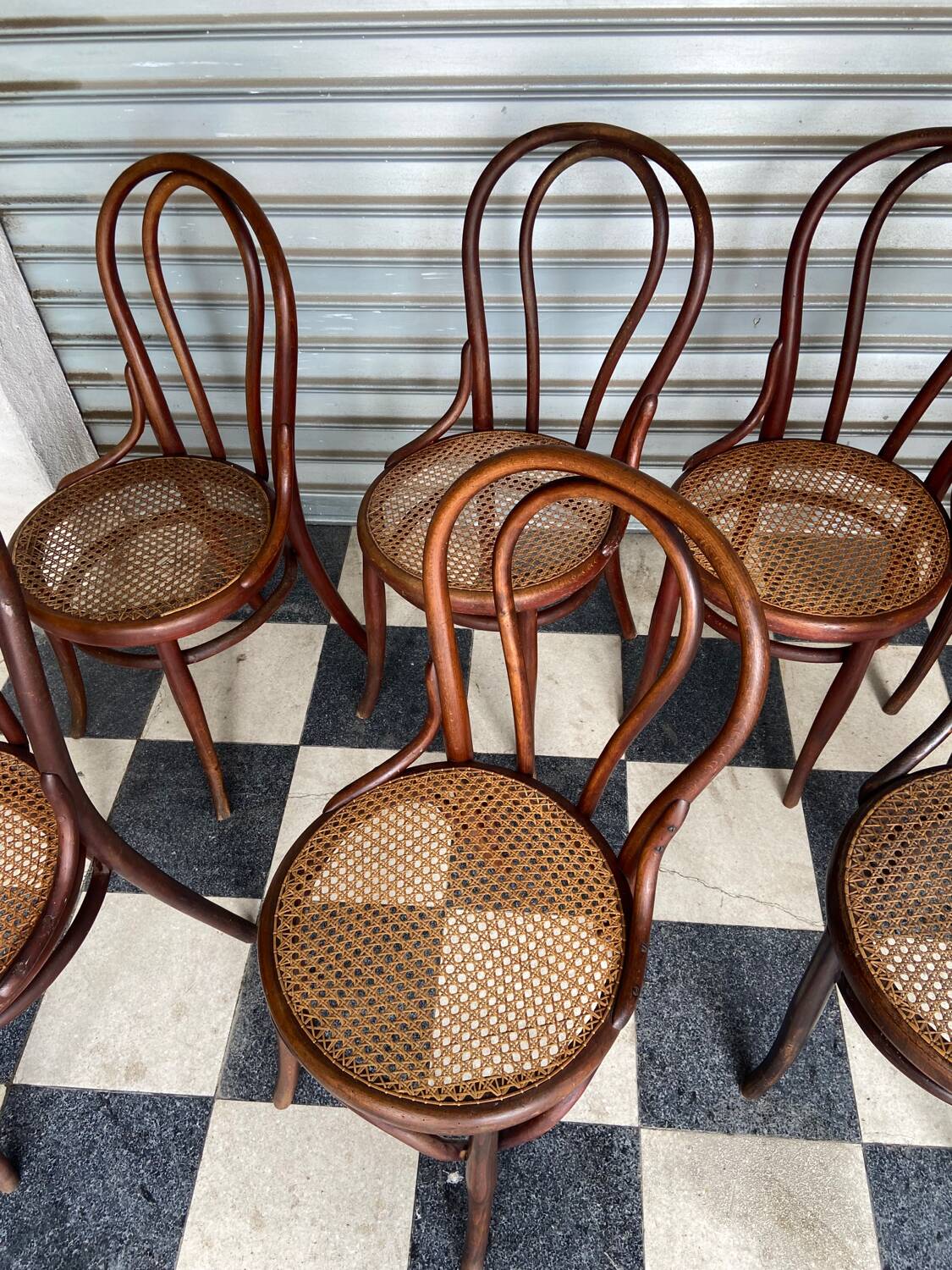 Set of 7 Thonet bistro chairs